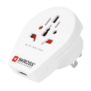 NEW Skross World to USA Travel Adapter USB Charger, White